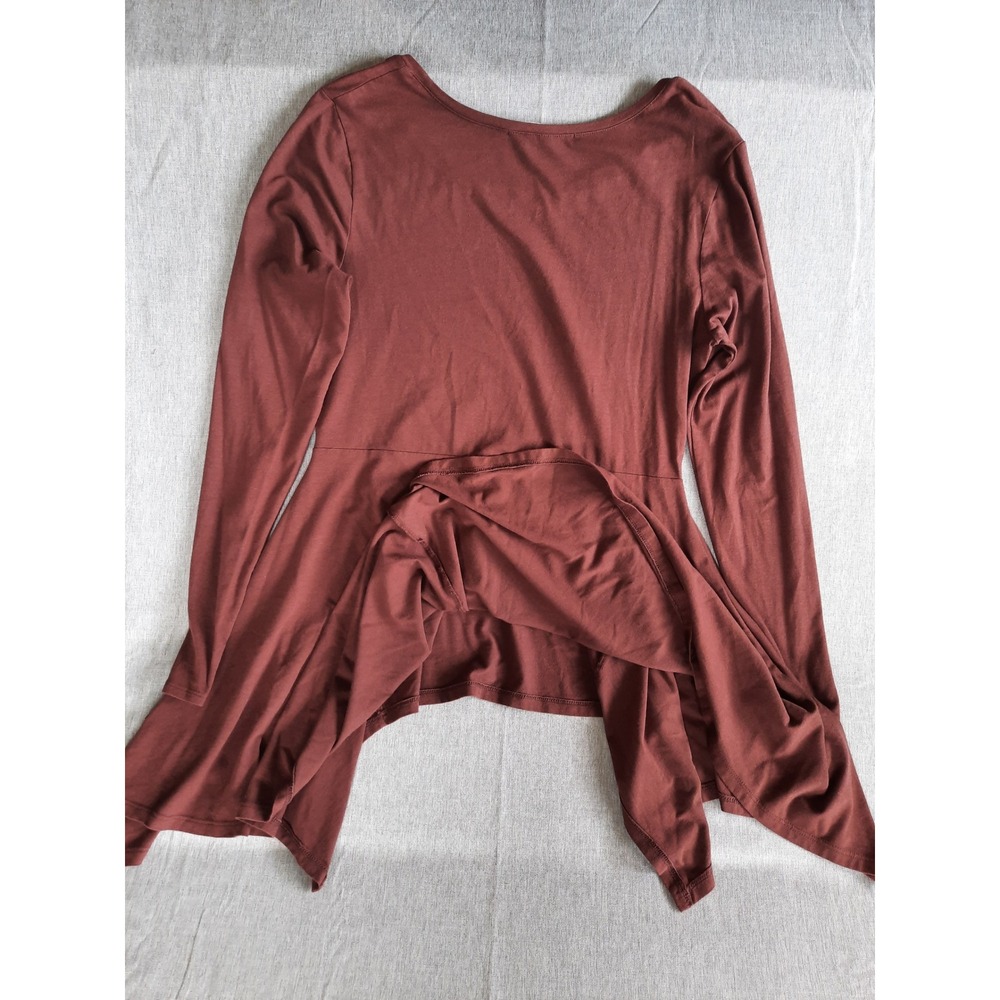 Peruvian Connection Women Large Mini Dress Choco Cotton Modal Pleated Round Neck - Picture 10 of 11